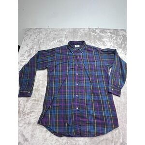 Vintage 90s REI Plaid Button Down Shirt Large Multicolor Flannel Gorpcorp EUC